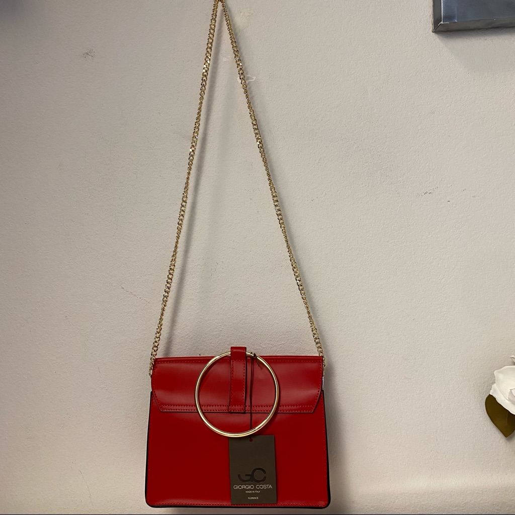 Giorgio Costa Top Handle Leather Red Satchel Bag